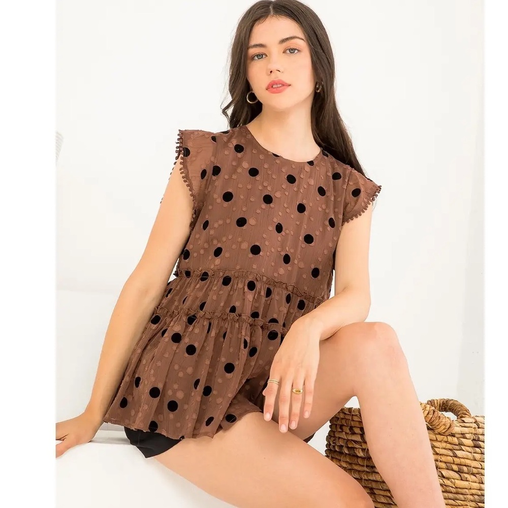 THML Mauve and Metallic Thread Babydoll Blouse